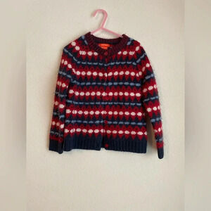 Joe Fresh toddler girls button down red and blue sweater size 4